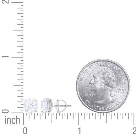 14Kt White Gold 7mm Earrings Moissanite