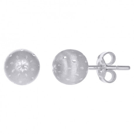 14Kt White Gold Fancy Ball-Stud Earrings 10mm