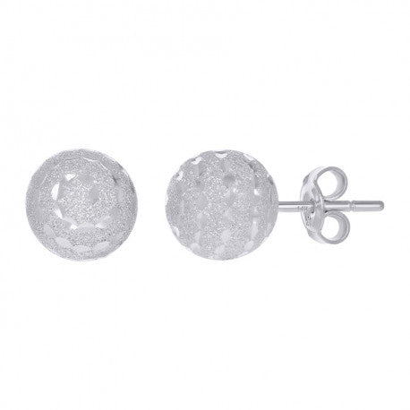 14Kt White Gold Fancy Ball-Stud Earrings 10mm