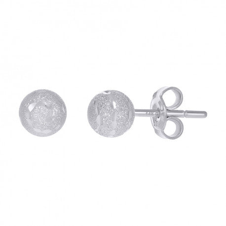 14Kt White Gold Fancy Ball-Stud Earrings 6mm