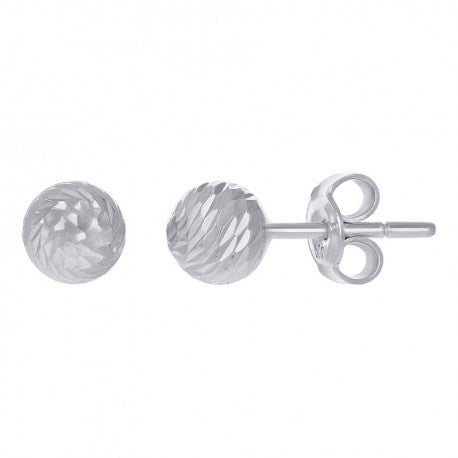 14Kt White Gold Fancy Ball-Stud Earrings 6mm