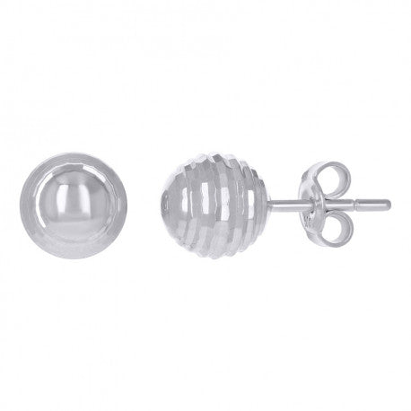 14Kt White Gold Fancy Ball-Stud Earrings 8mm