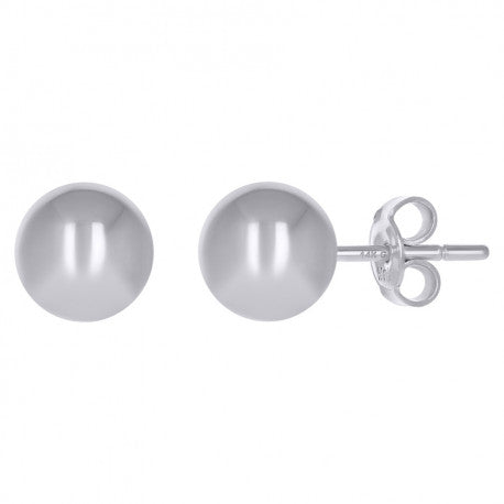 14Kt White Gold Plain Ball-Stud Earrings 8mm