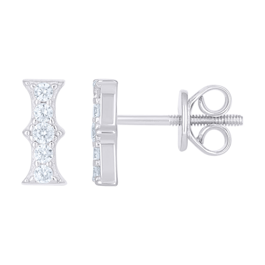 925 Sterling Silver Cz Initial "I" Earrings