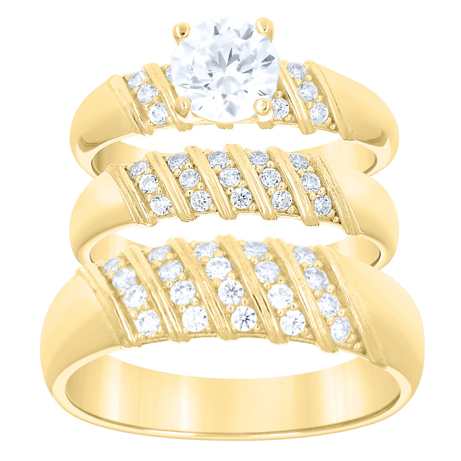 14Kt Gold Trio Cz Ring