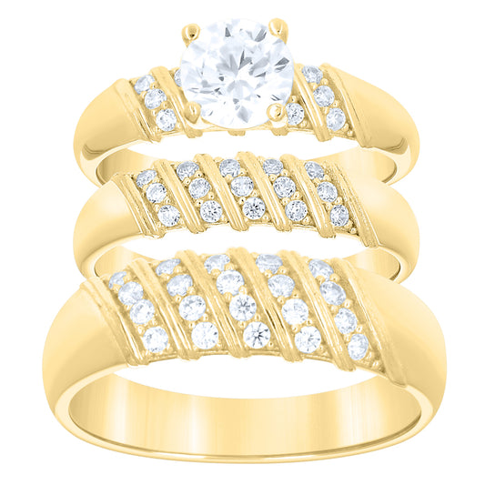 14Kt Gold Trio Cz Ring