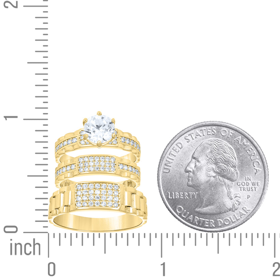 14Kt Gold Trio Cz Ring