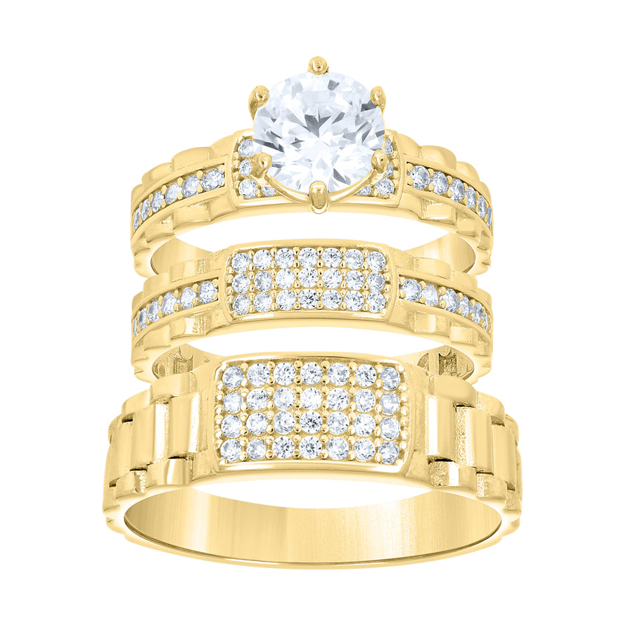 14Kt Gold Trio Cz Ring