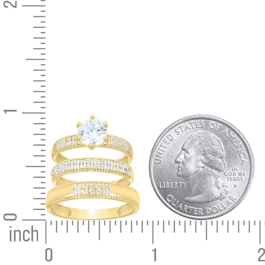 14Kt Gold Trio Cz Ring