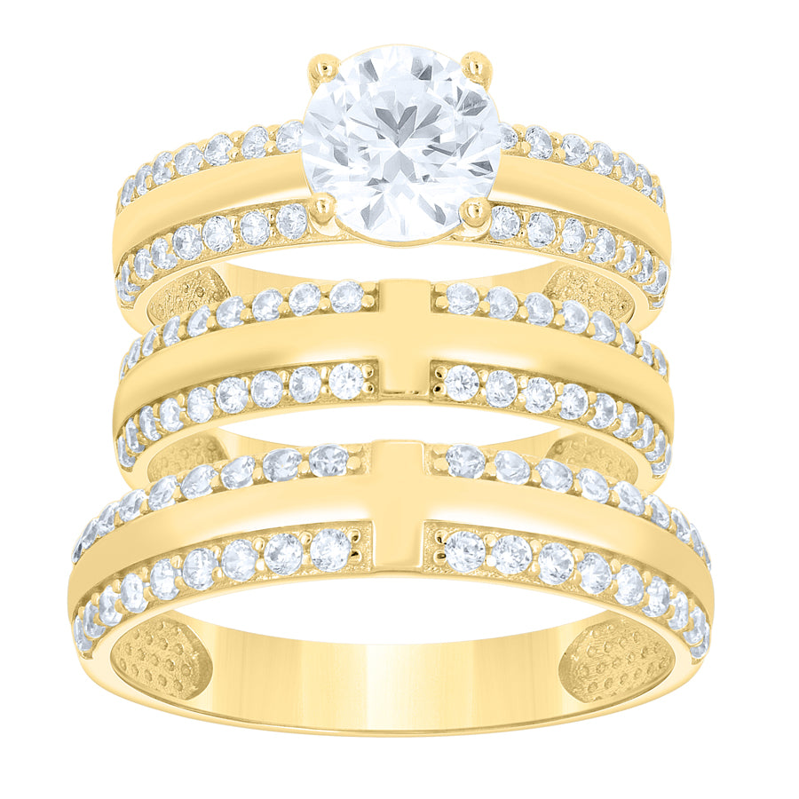 14Kt Gold Trio Cz Ring