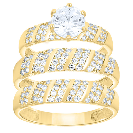14Kt Gold Trio Cz Ring
