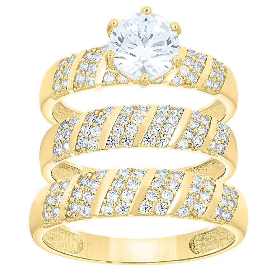 10Kt Gold Trio Cz Ring