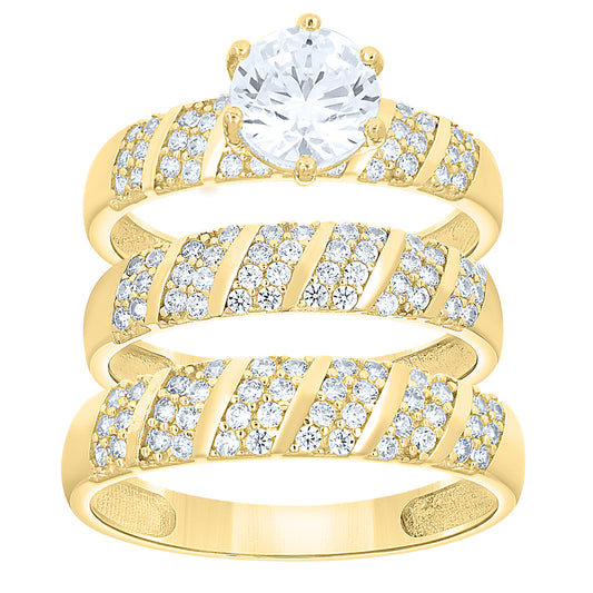 10Kt Gold Trio Cz Ring