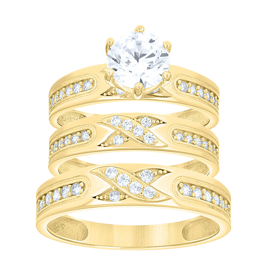10Kt Gold Trio Cz Ring