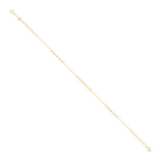 10Kt Gold Turkish Anklet 10" (9"+1")