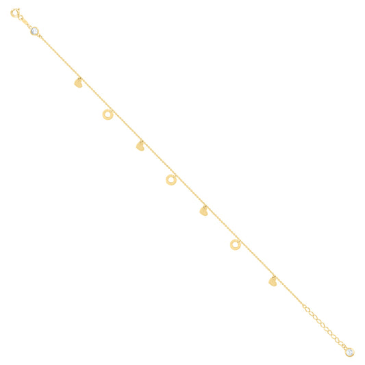 10Kt Gold Turkish Anklet 10" (9"+1")