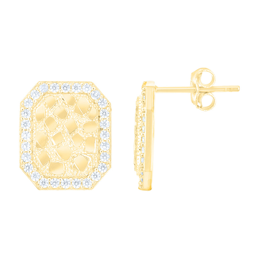 10Kt Gold Cz Nugget Earring