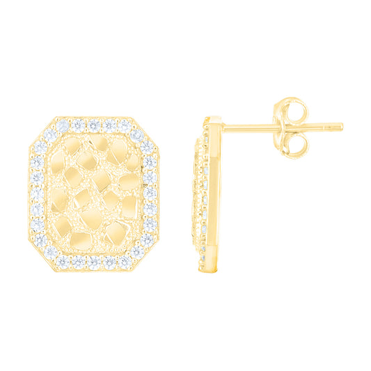 10Kt Gold Cz Nugget Earring