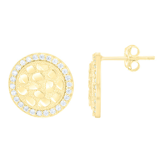 10Kt Gold Cz Nugget Earring