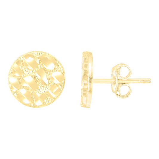 10Kt Gold Round Nugget Earring