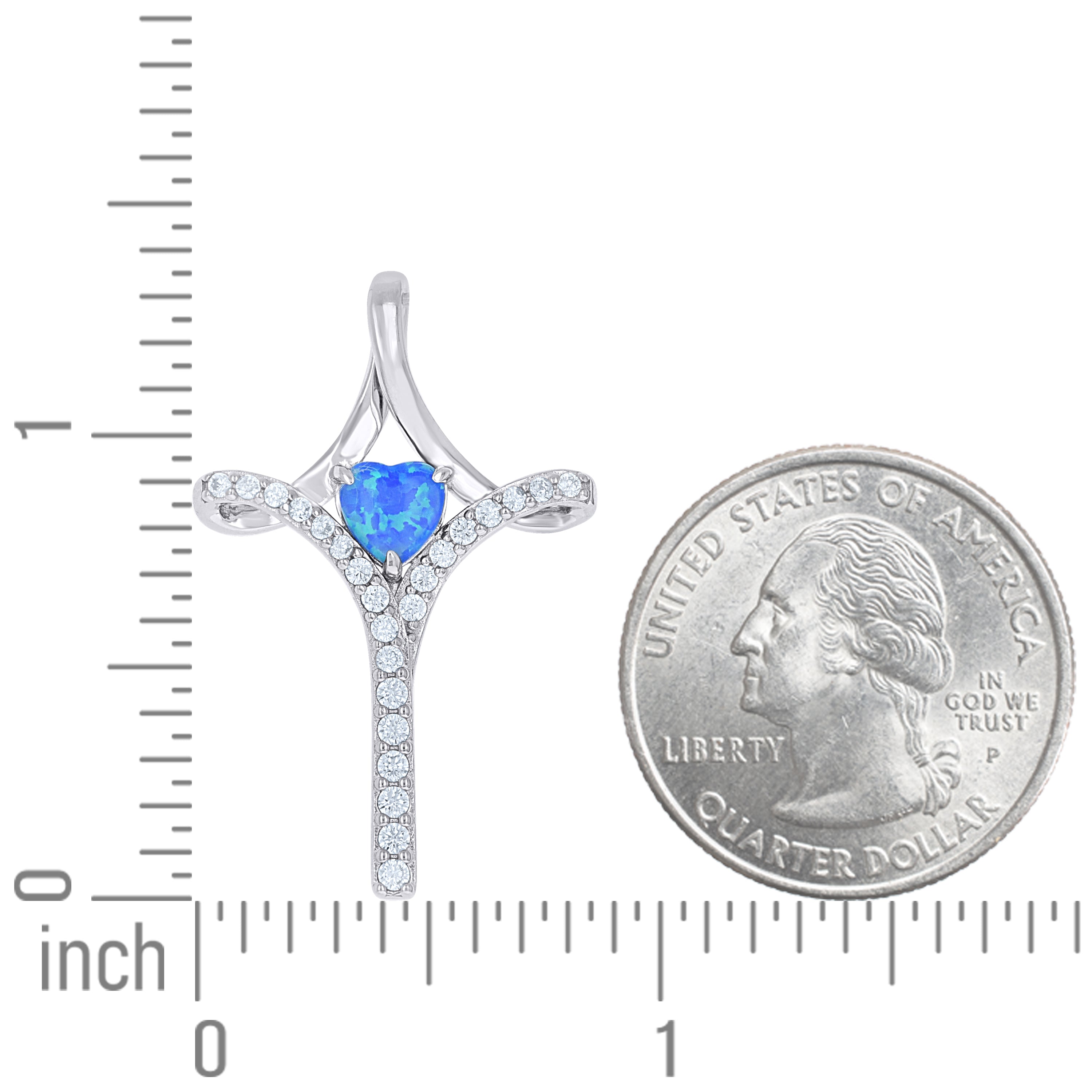 925 Sterling Silver Opal And Cubic Zirconia Pendant