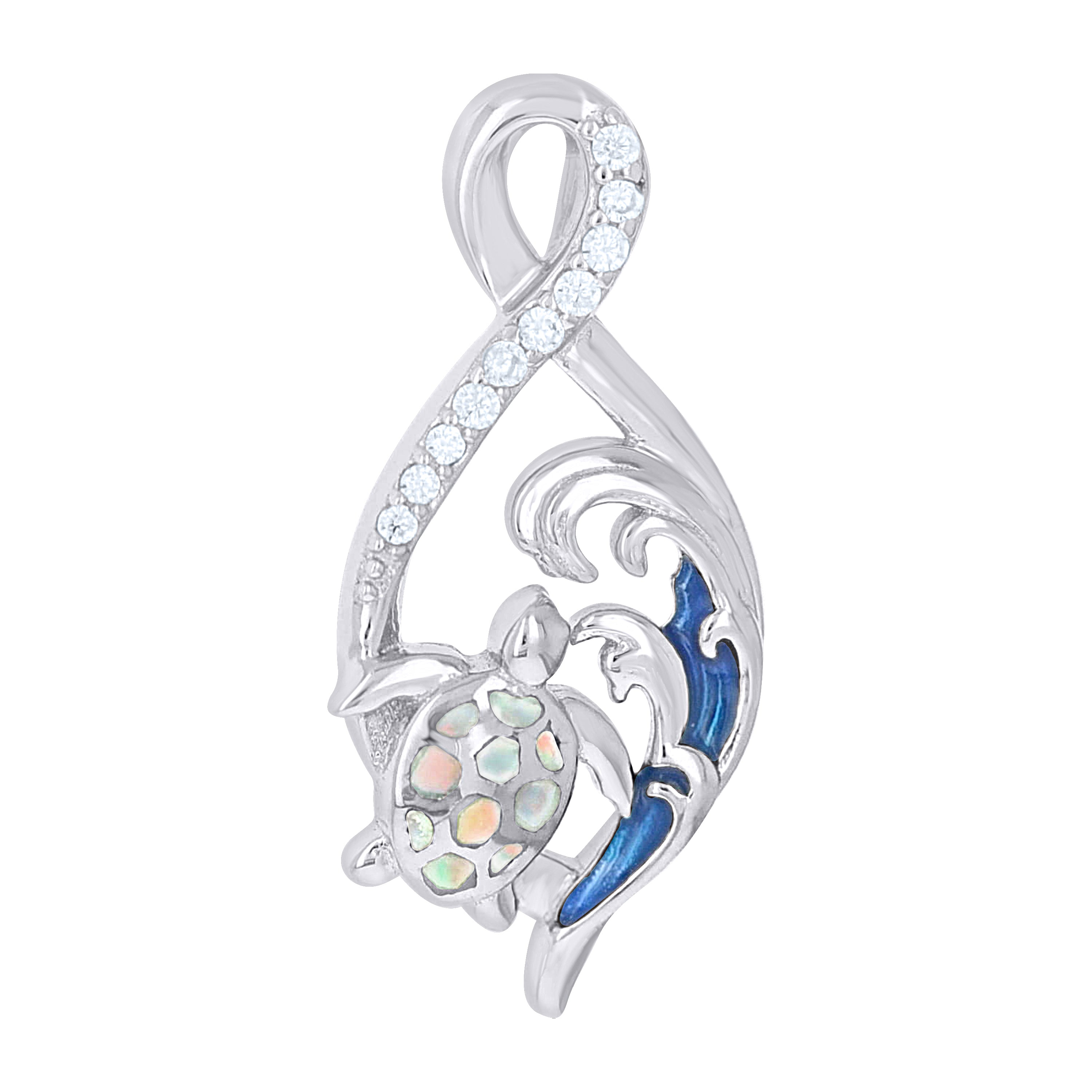 925 Sterling Silver Opal And Cubic Zirconia Pendant