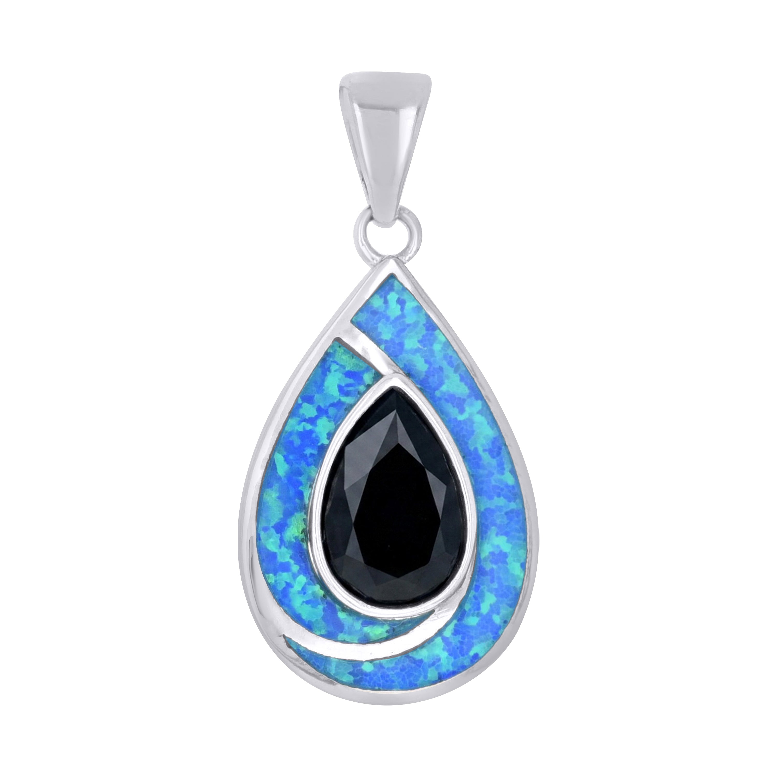 925 Sterling Silver Opal And Cubic Zirconia Pendant