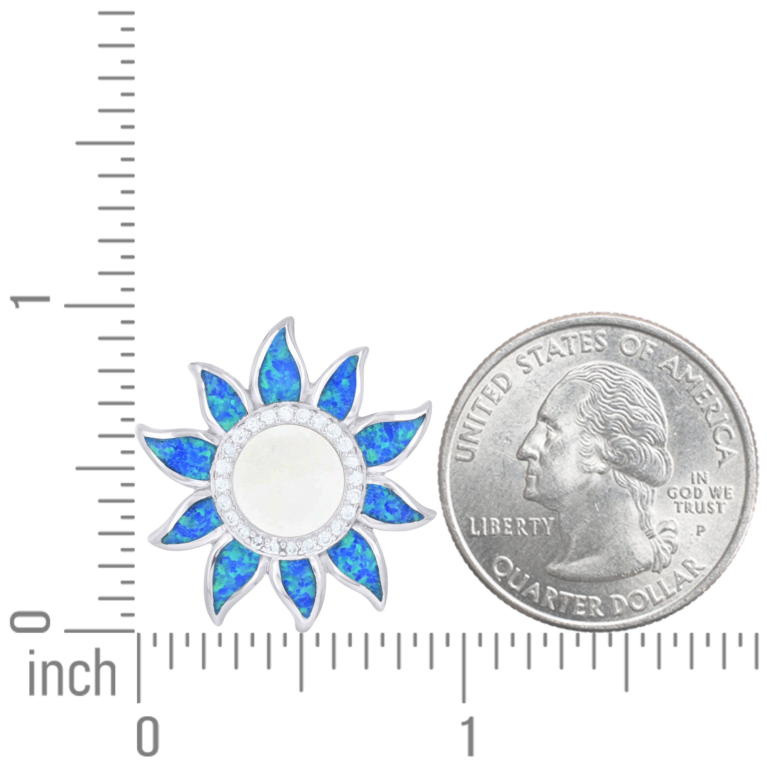 925 Sterling Silver Opal And Cubic Zirconia Pendant