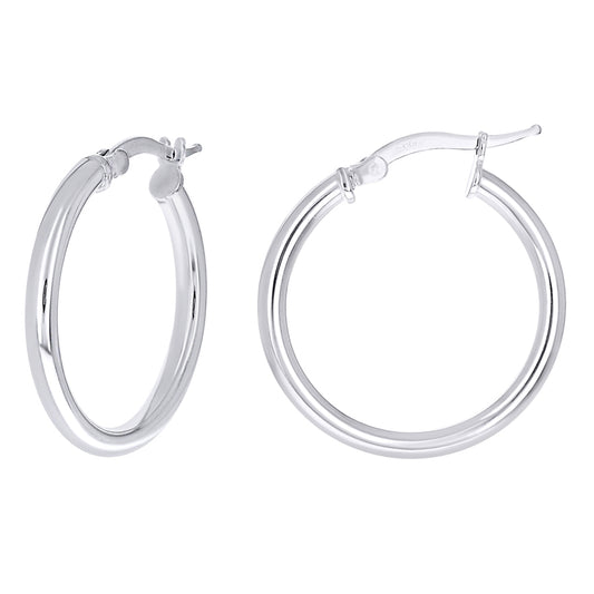 925 Sterling Silver Tube Hoop Earrings 2.5mm-20-Rhodium