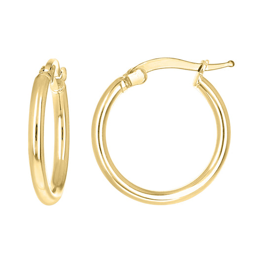 925 Sterling Silver Tube Hoop Earrings 2mm-15-Yellow