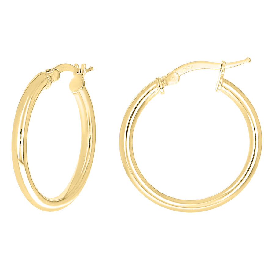 925 Sterling Silver Tube Hoop Earrings 2.5mm-20-Yellow