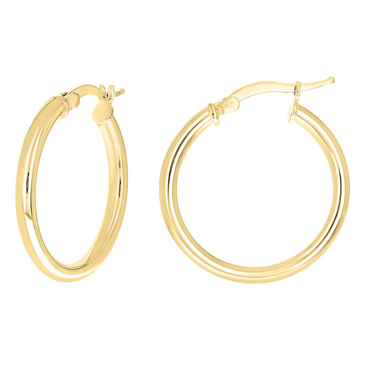 925 Sterling Silver Tube Hoop Earrings 2.5mm-20-Yellow