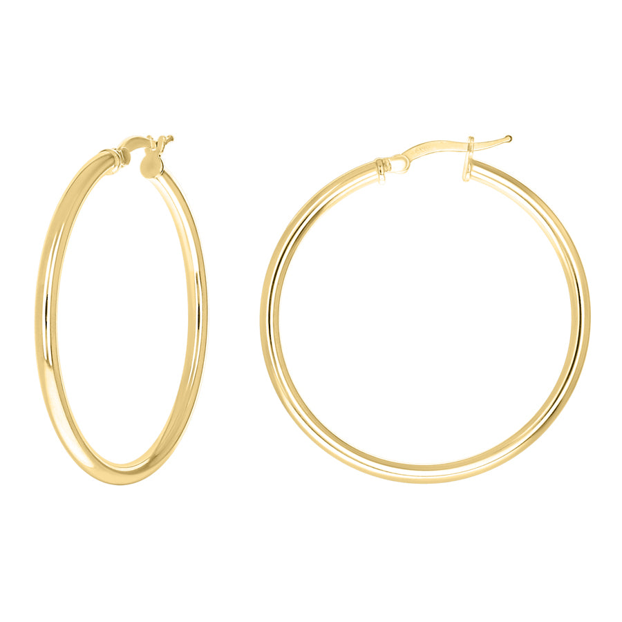 925 Sterling Silver Tube Hoop Earrings 2.5mm-35-Yellow