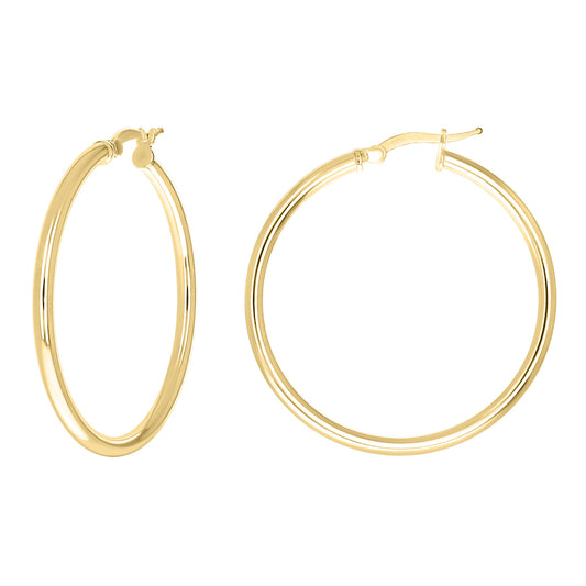 925 Sterling Silver Tube Hoop Earrings 2.5mm-35-Yellow