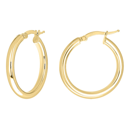 925 Sterling Silver Tube Hoop Earrings 3mm-20-Yellow