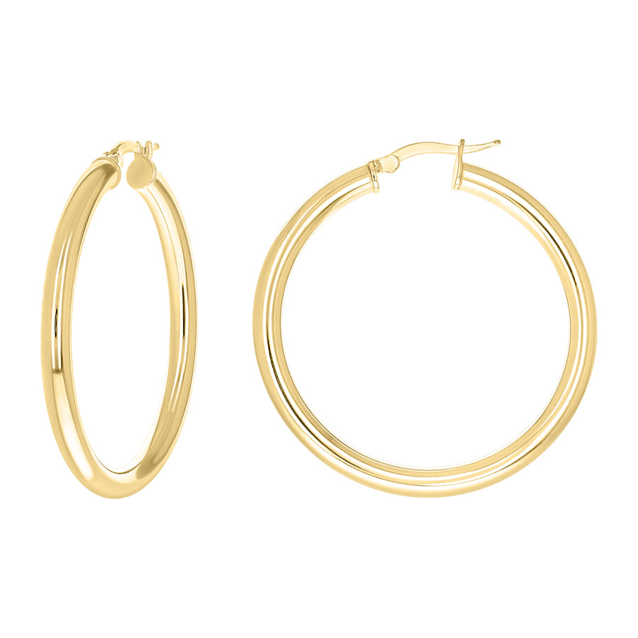 925 Sterling Silver Tube Hoop Earrings 3.5mm-35-Yellow