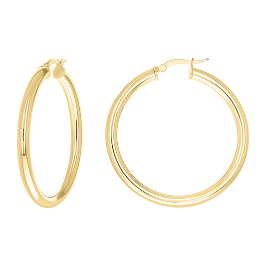 925 Sterling Silver Tube Hoop Earrings 3.5mm-35-Yellow