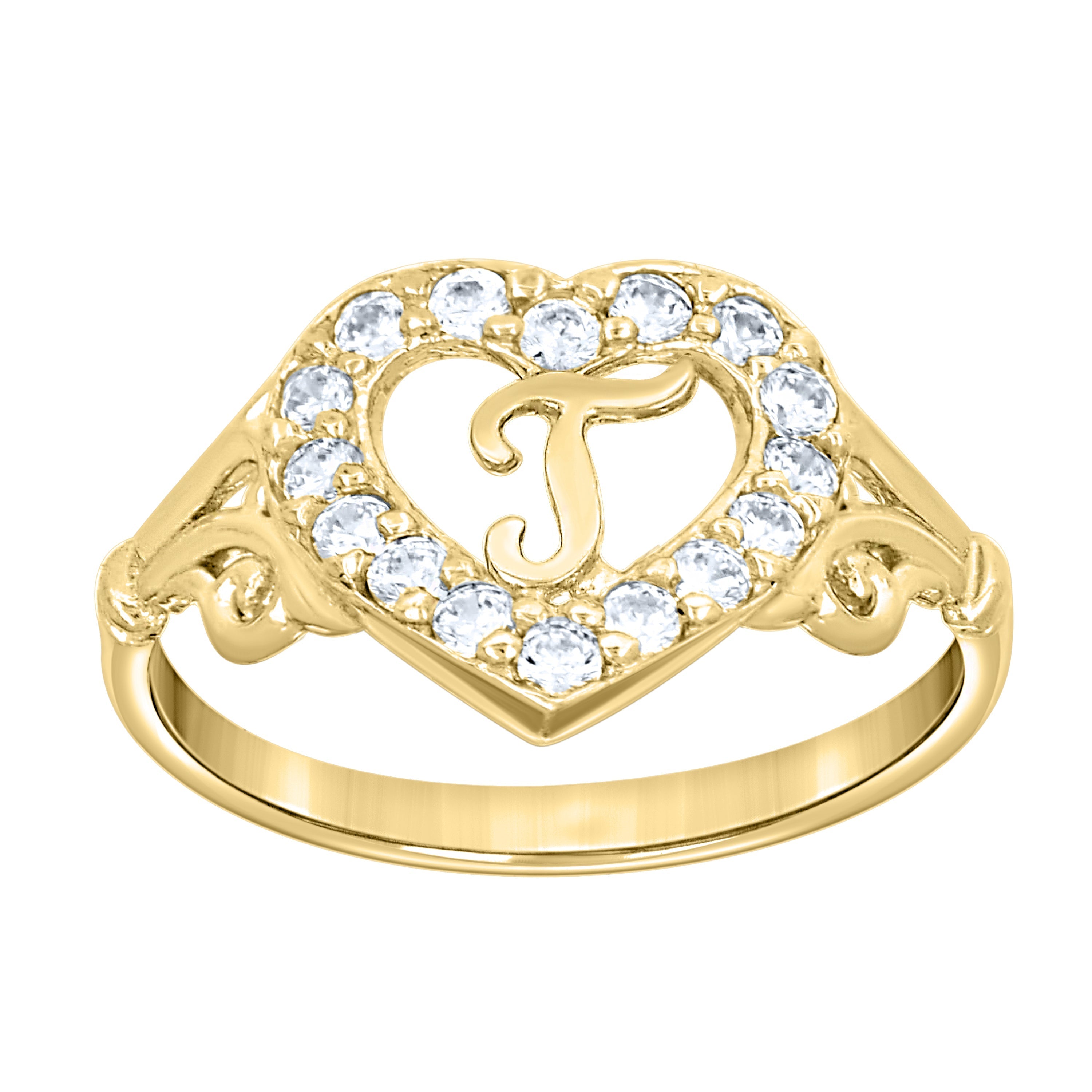 10K Gold Initial Letter  Ring "T"