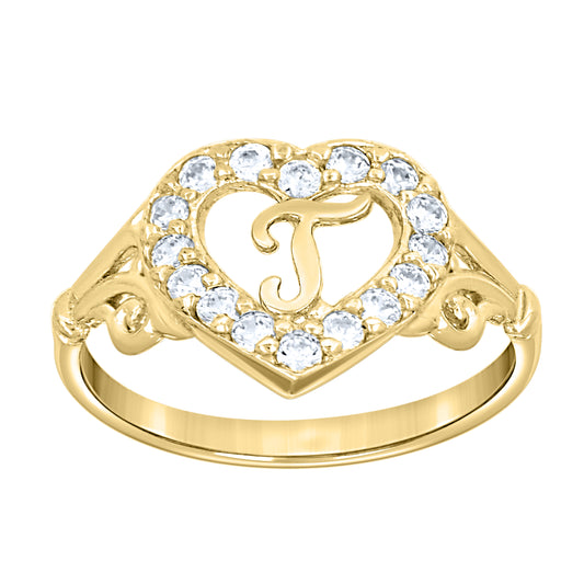 10K Gold Initial Letter  Ring "T"