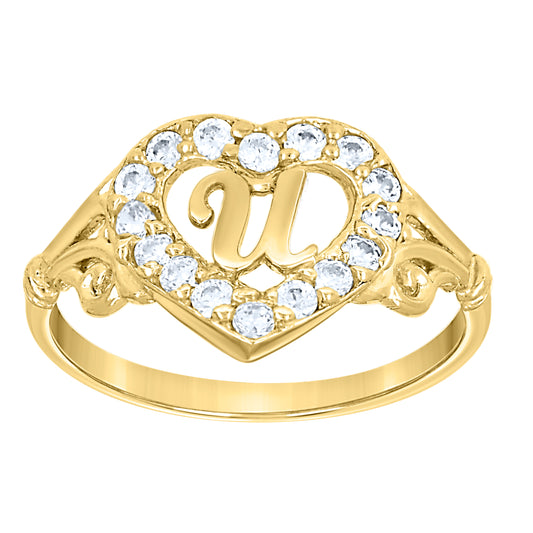 10K Gold Initial Letter  Ring "U"