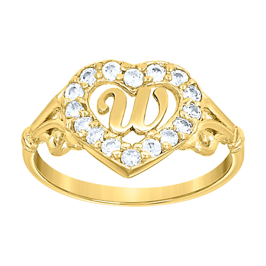 10K Gold Initial Letter  Ring "W"