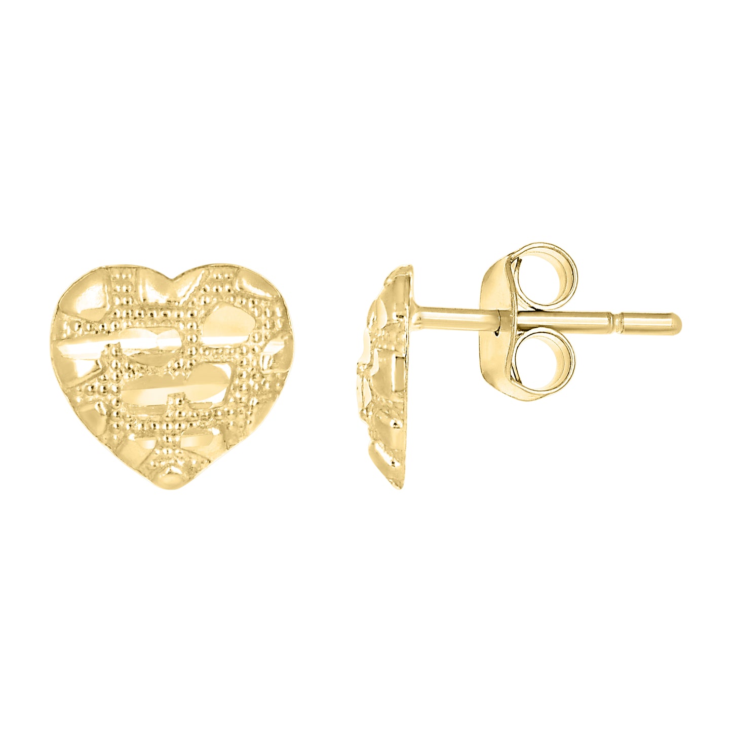 10K Gold Nugget Heart Earrings