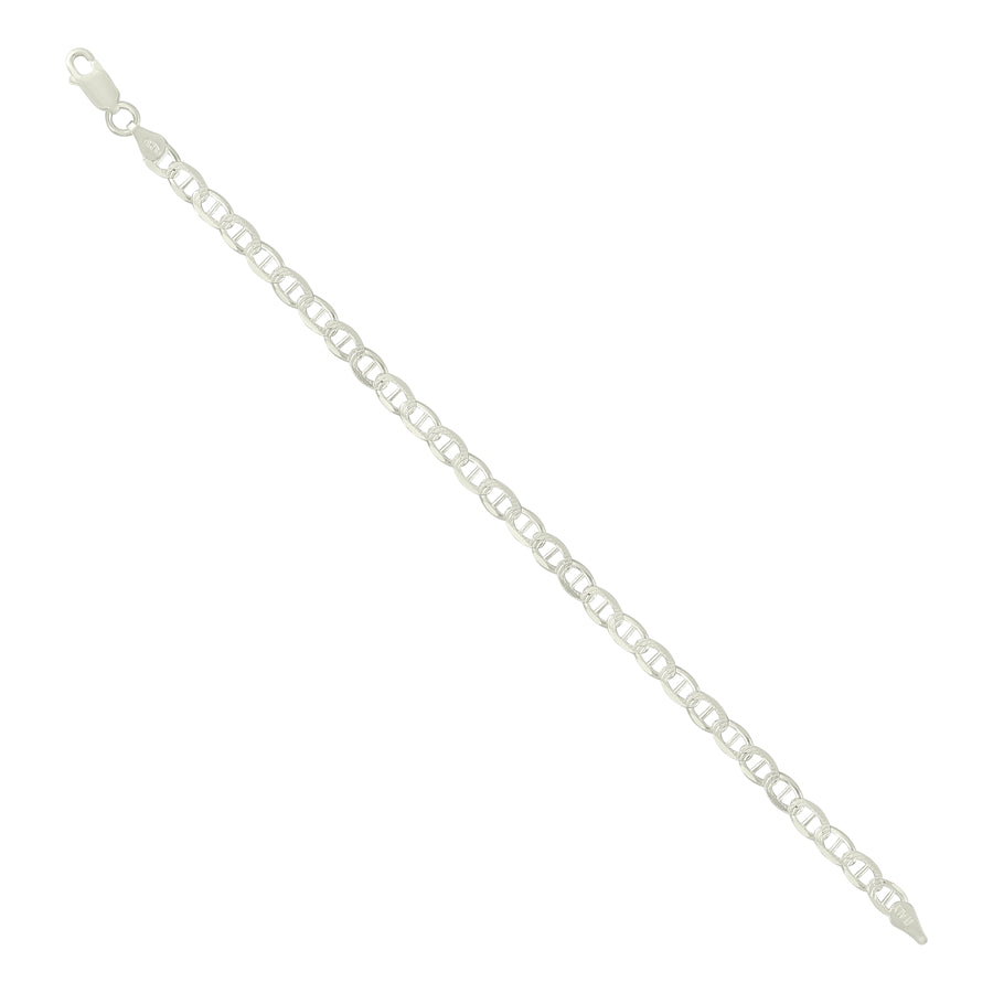 925 Sterling Silver Solid Pave Classic Mariner Silver Chain 100 4mm