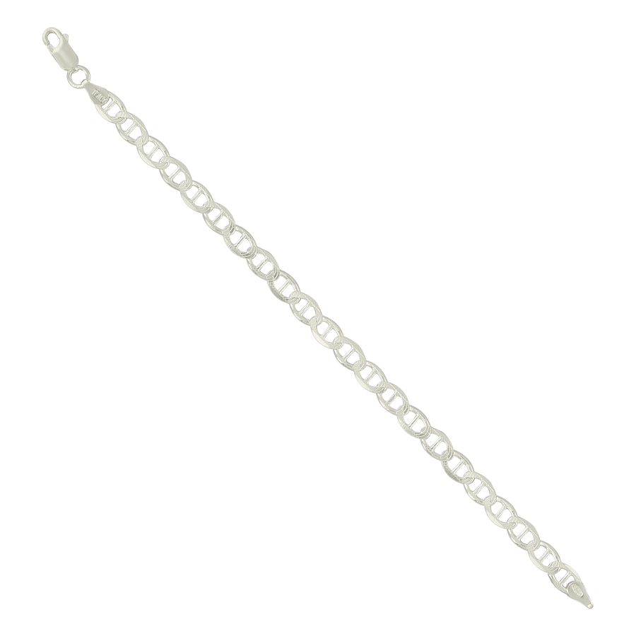 925 Sterling Silver Solid Pave Classic Mariner Silver Chain 120 5mm