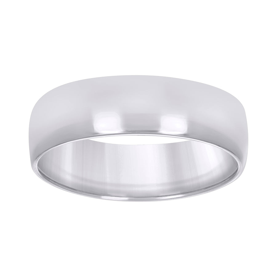 10Kt White Gold Regfit Wedding Band 6Mm