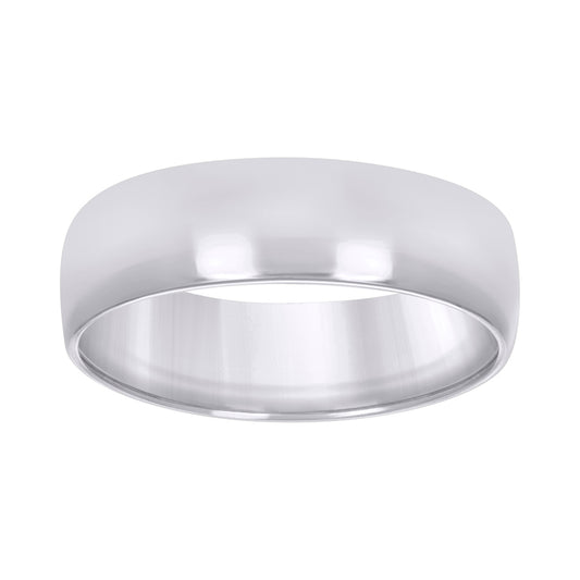 10Kt White Gold Regfit Wedding Band 6Mm