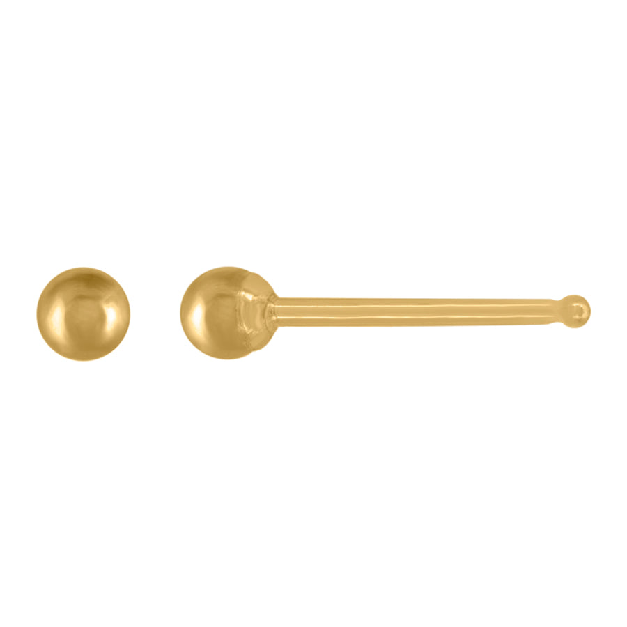 14Kt Gold 2mm Ball Stud Earrings With Silicone Backing