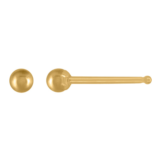 14Kt Gold 2mm Ball Stud Earrings With Silicone Backing