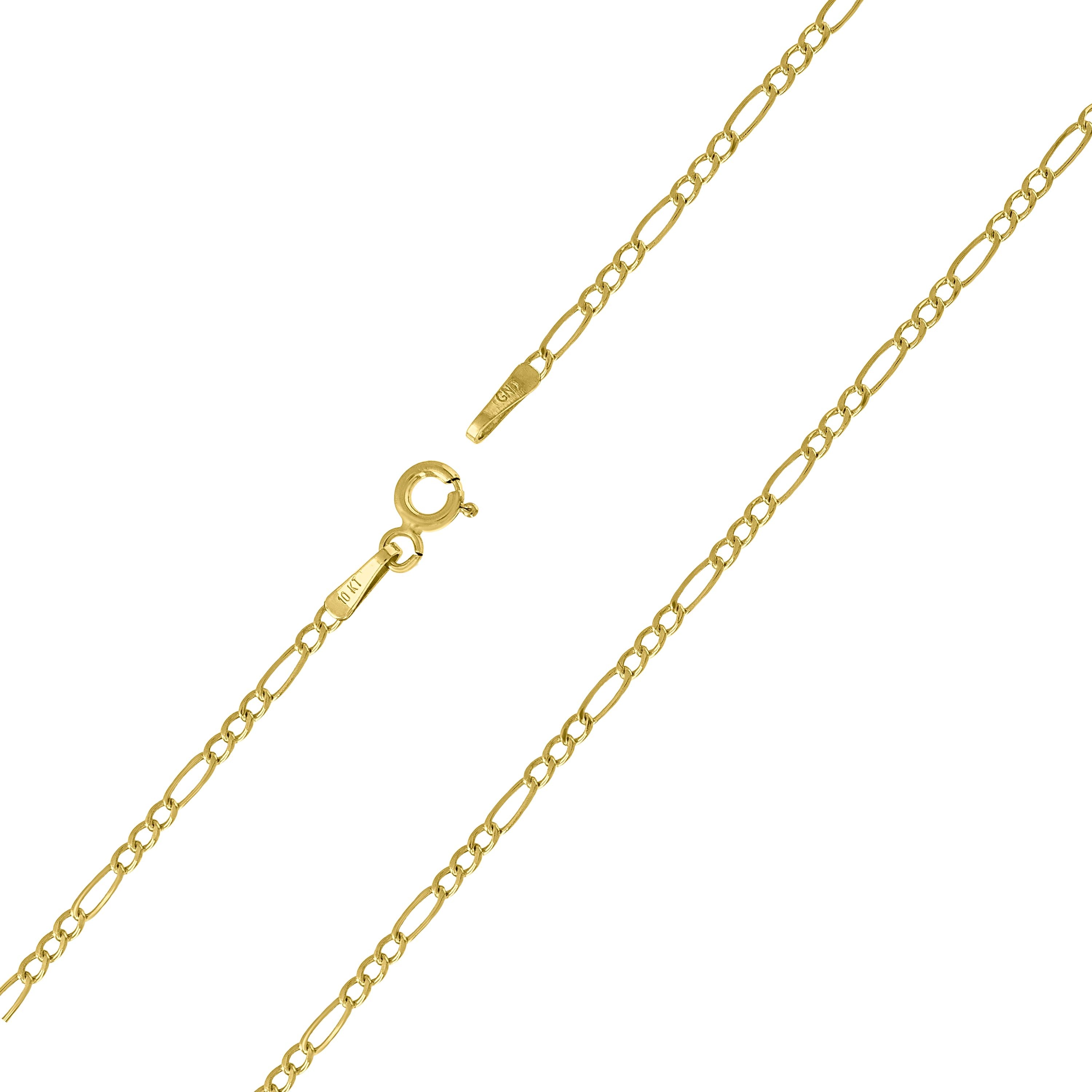 10K Yellow Gold Hollow Figaro Chain 050 2.00mm
