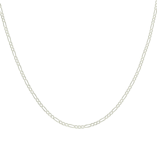 925 Sterling Silver Super Flat Figaro Chain Silver Plated 060 2.3mm